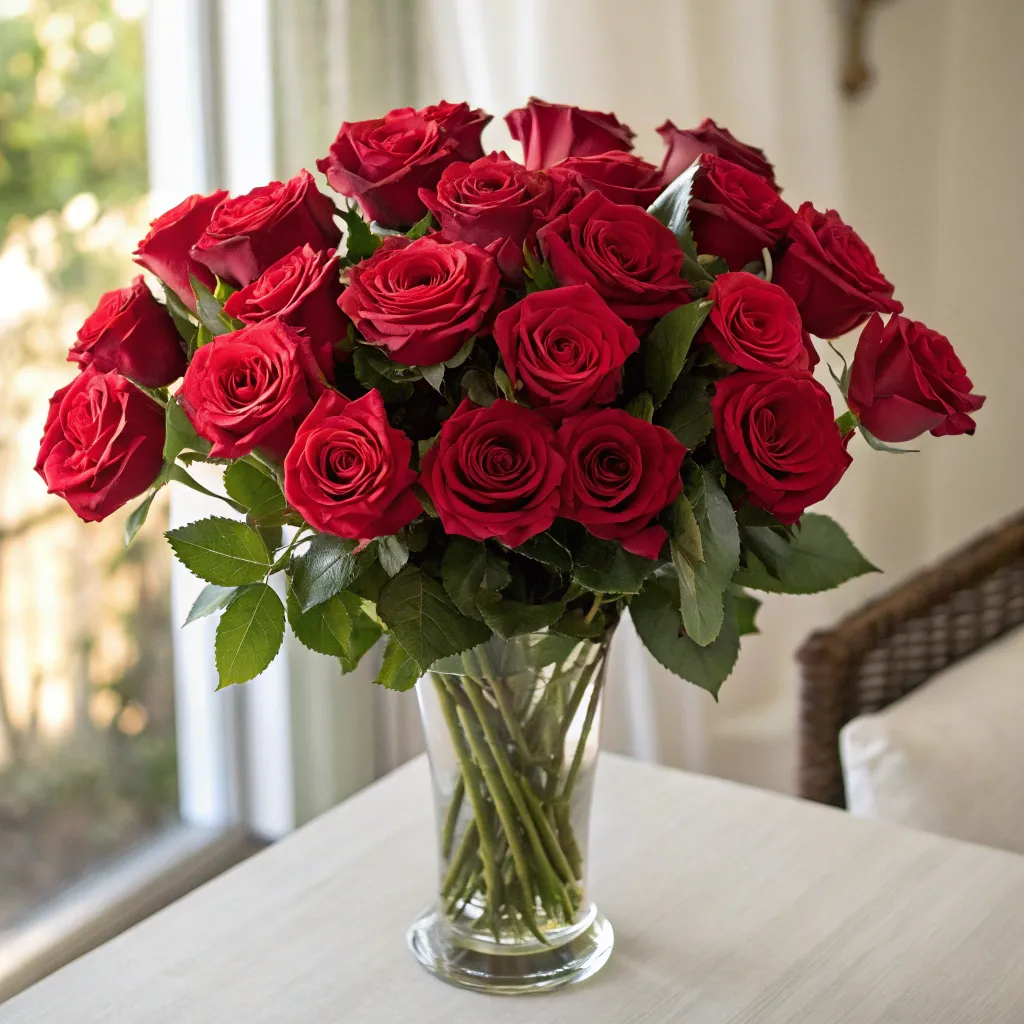 Elegant bouquet of red roses